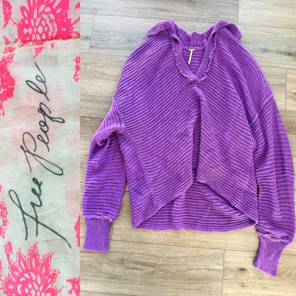 free people purple knit sweater